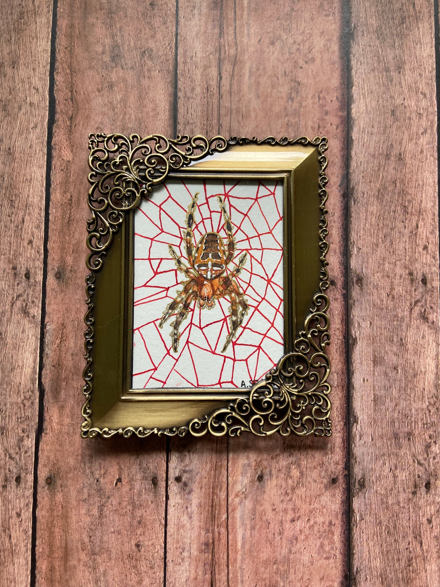 Orb Weaver Original Mini Painting 2.5”x3.5”