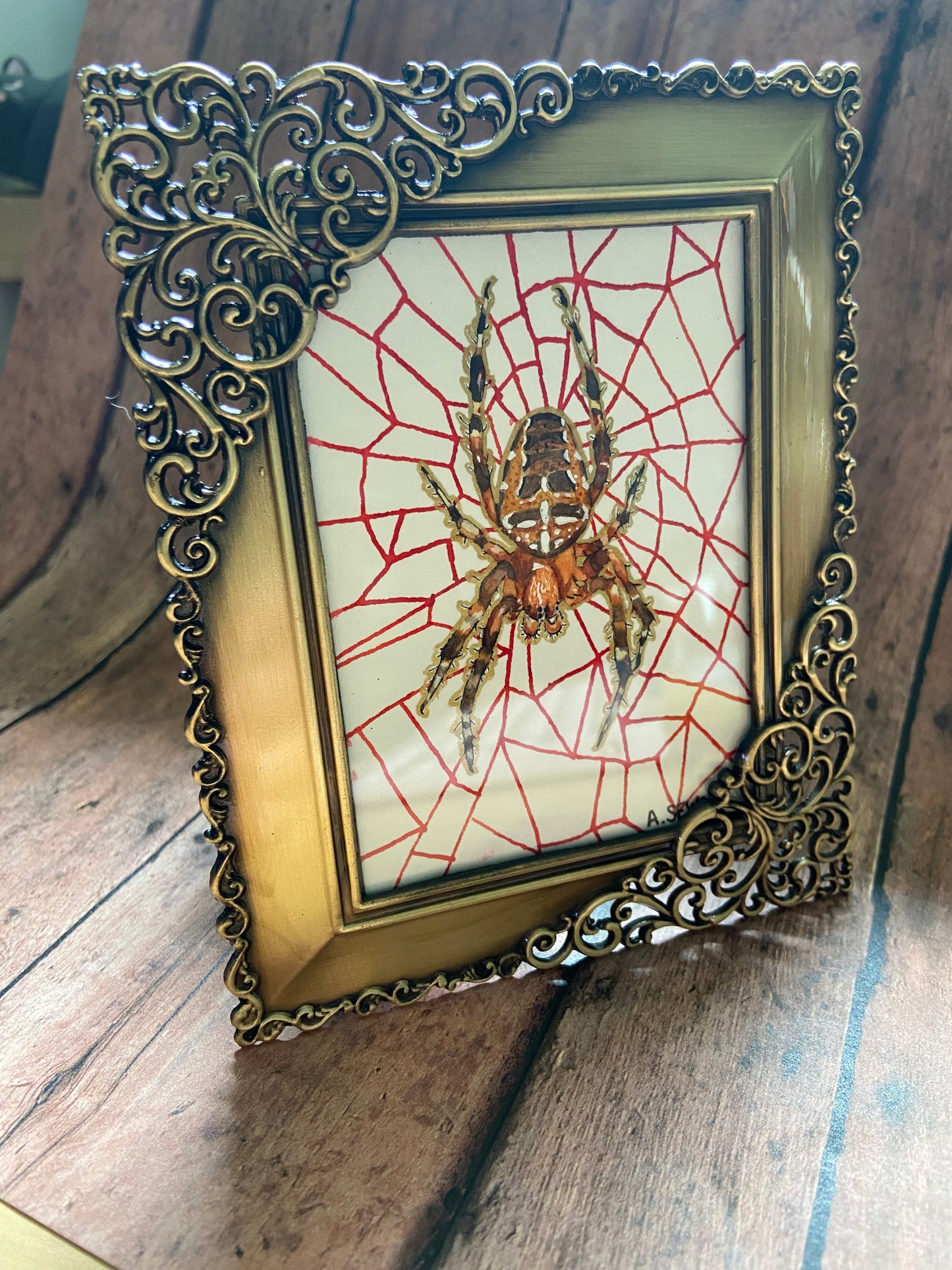 Orb Weaver Original Mini Painting 2.5”x3.5”