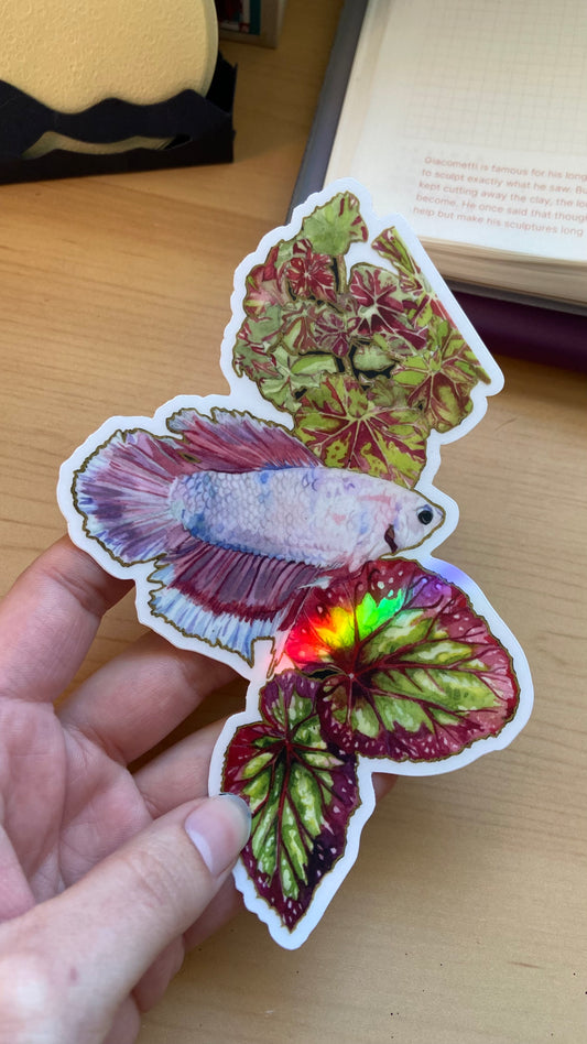 Betta and Begonias Large Sticker