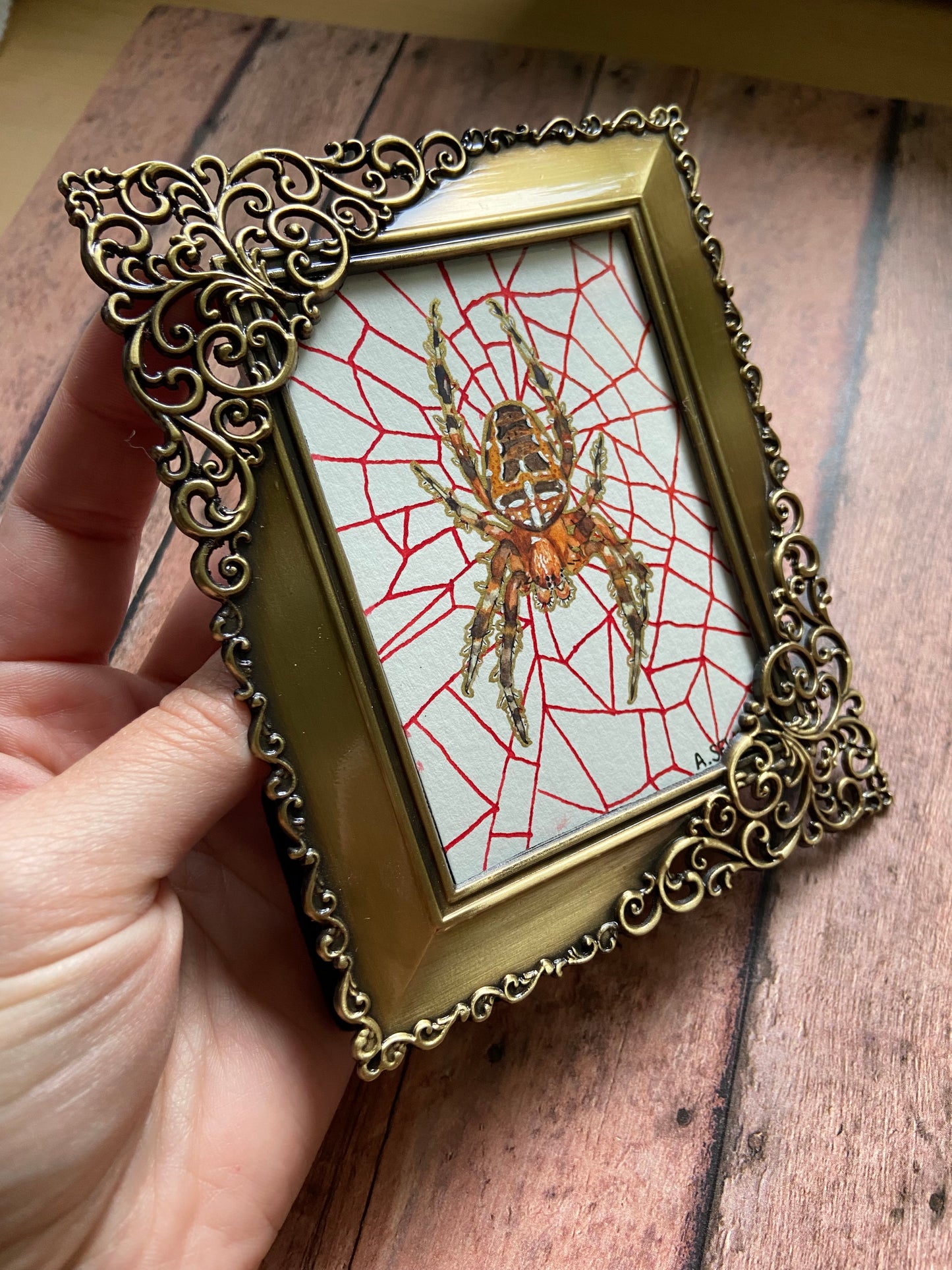 Orb Weaver Original Mini Painting 2.5”x3.5”