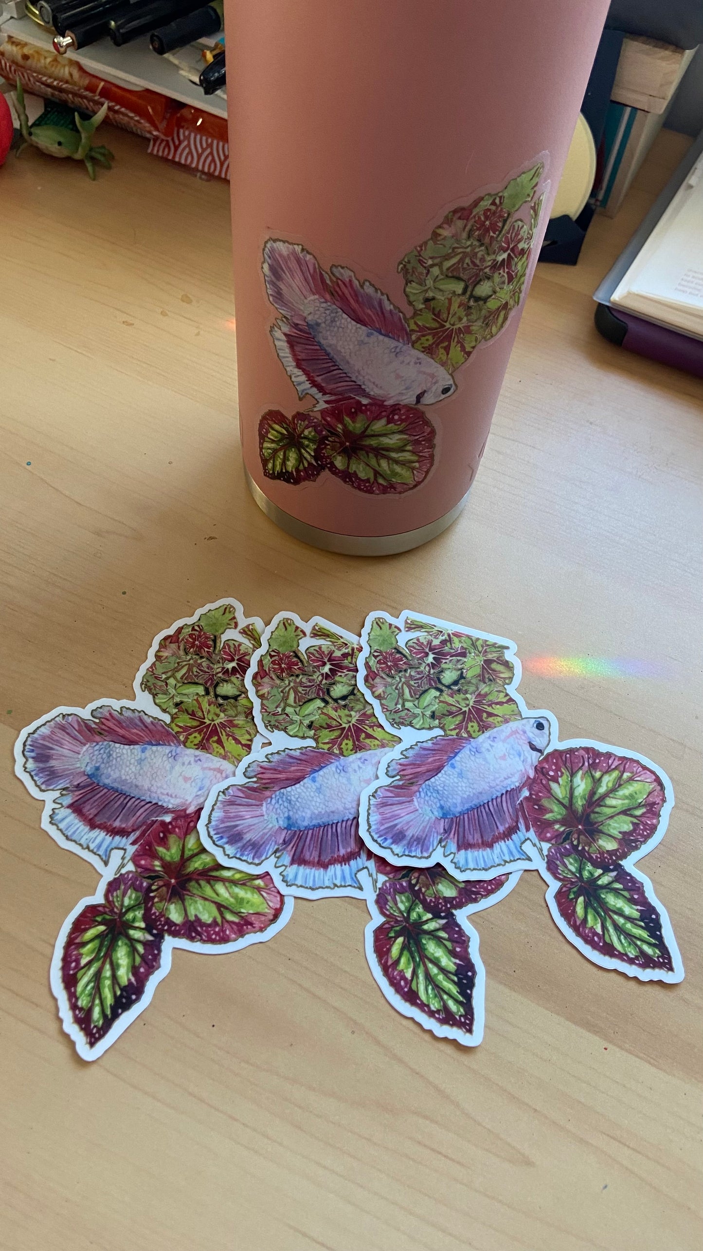 Betta and Begonias Large Sticker